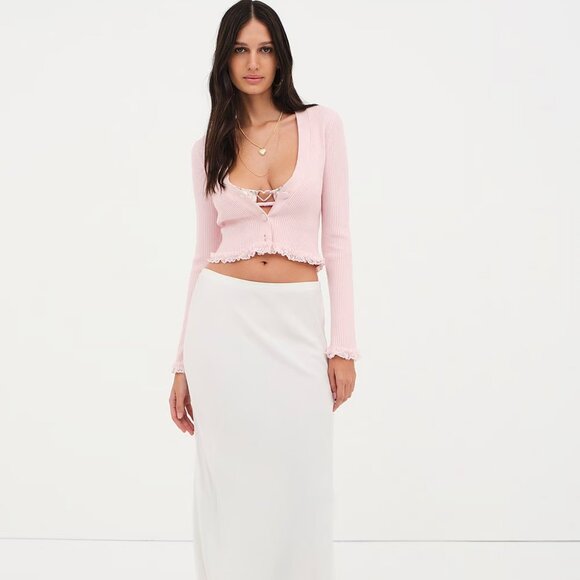 NWT! FOR LOVE & LEMONS x VICTORIA'S SECRET "Nina" Ribbed Crop Cardigan Sweater - Picture 3 of 3